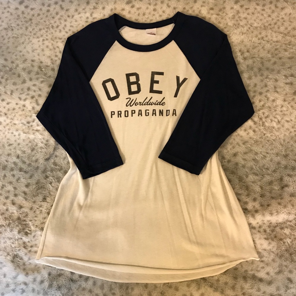 Cream and Navy baseball t
